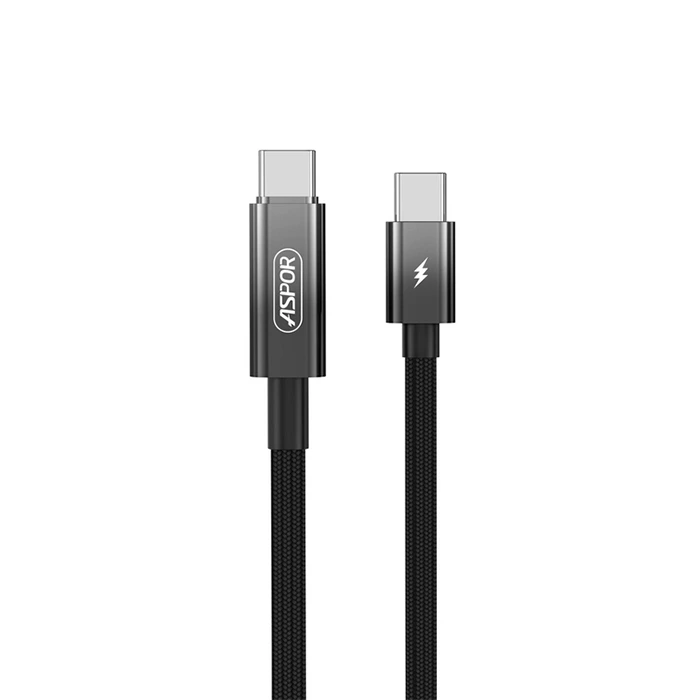 Кабель Aspor A089 Nylon Cable Wattage Display Type-C - Type-C 100W/1м- чорний
