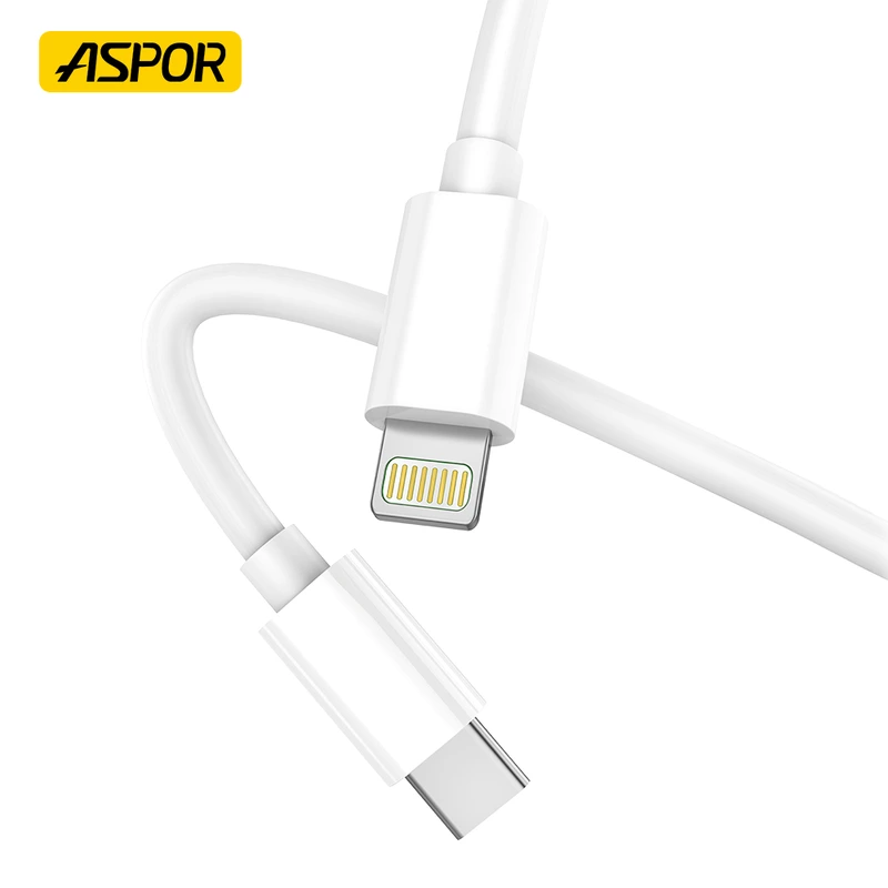 Кабель Aspor A109 PD Fast Charge Type-C – Lightning 27W/1м- білий