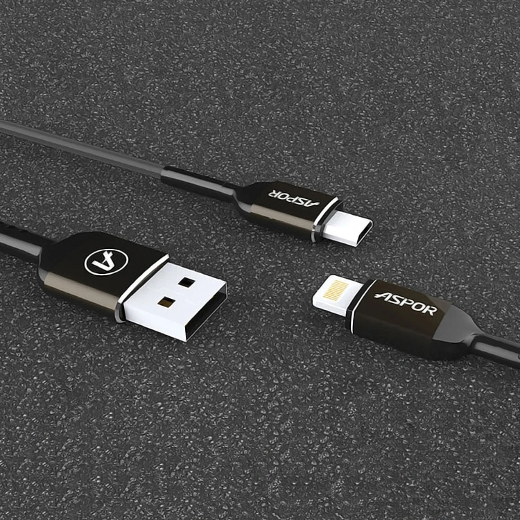 Кабель Aspor A122 USB – Lightning 2.1A/1.2м- чорний