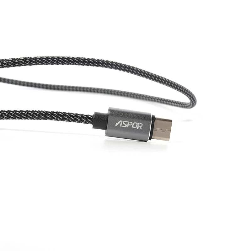 Кабель Aspor A131 Nylon USB – Micro 2.4A/1.2м- чорний