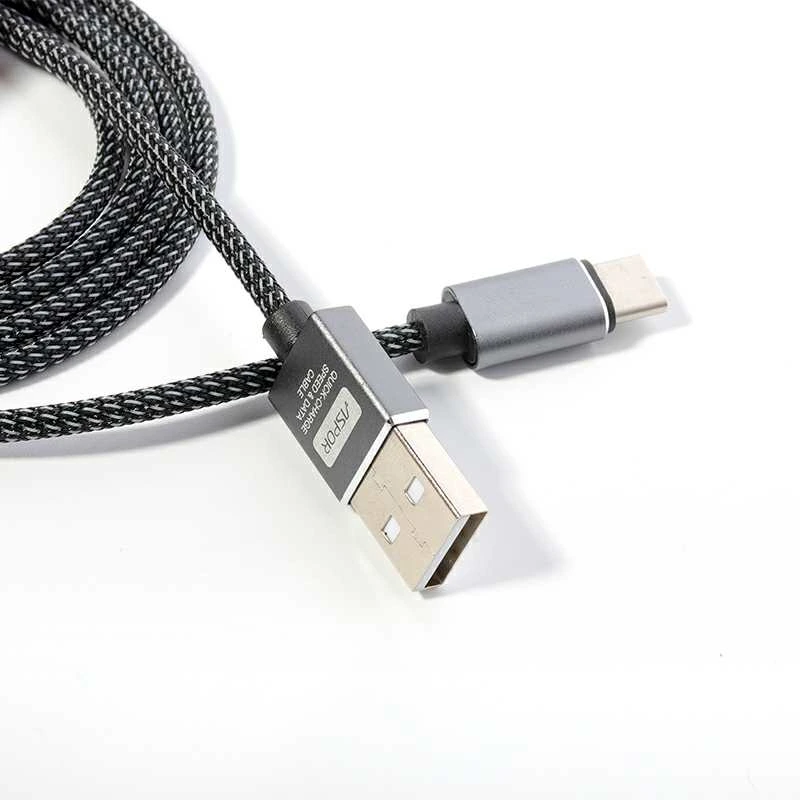 Кабель Aspor A133 Nylon USB – Type-C 2.4A/1.2м- чорний