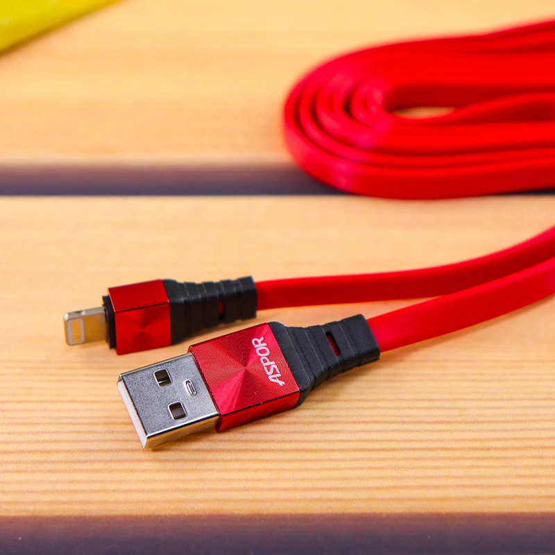 Кабель Aspor A159 Silicone USB – Lightning 2.4A/1.2м- червоний