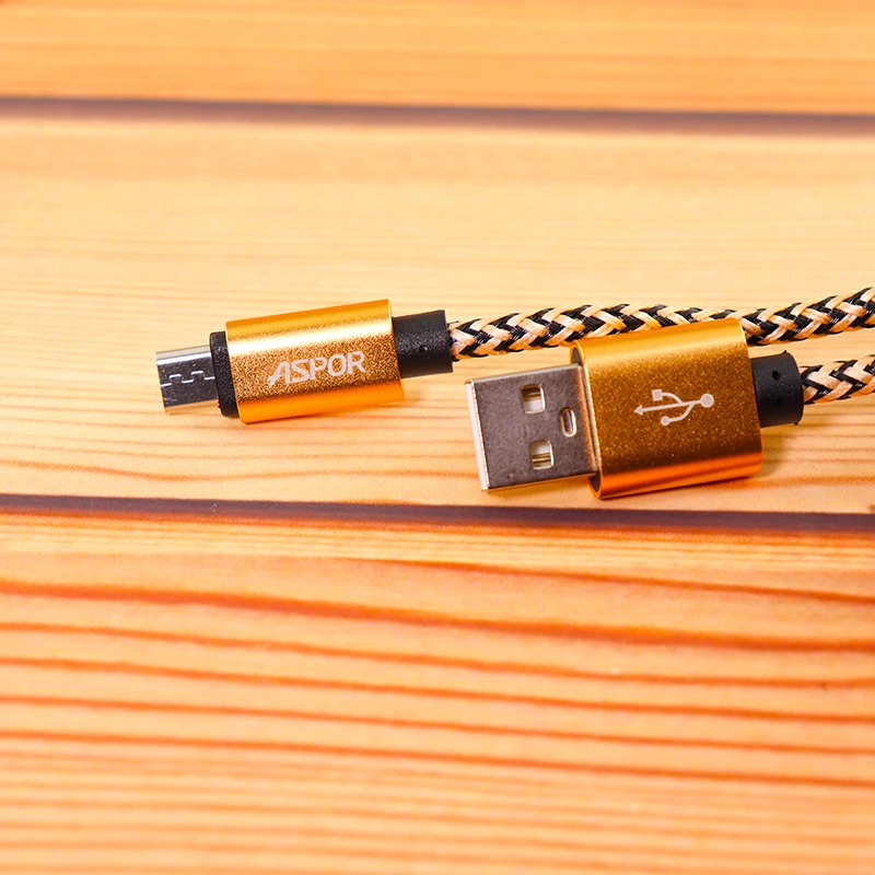 Кабель Aspor A173 USB – Micro 3A/0.3м золотий