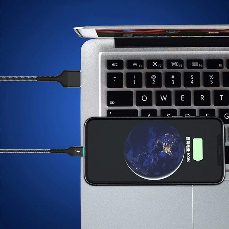 Кабель Aspor A178 Nylon LED USB – Micro (2.4A/1м)- темно-синій