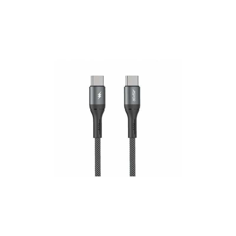 Кабель Aspor AC-55 Nylon Braided Fast Charge Type-C - Type-C 60W/1м- темно-сірий