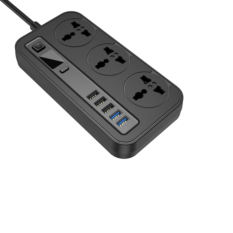 Мережевий фільтр-подовжувач Aspor A503 Auto Max (5USB/3.4A/2м)- чорний