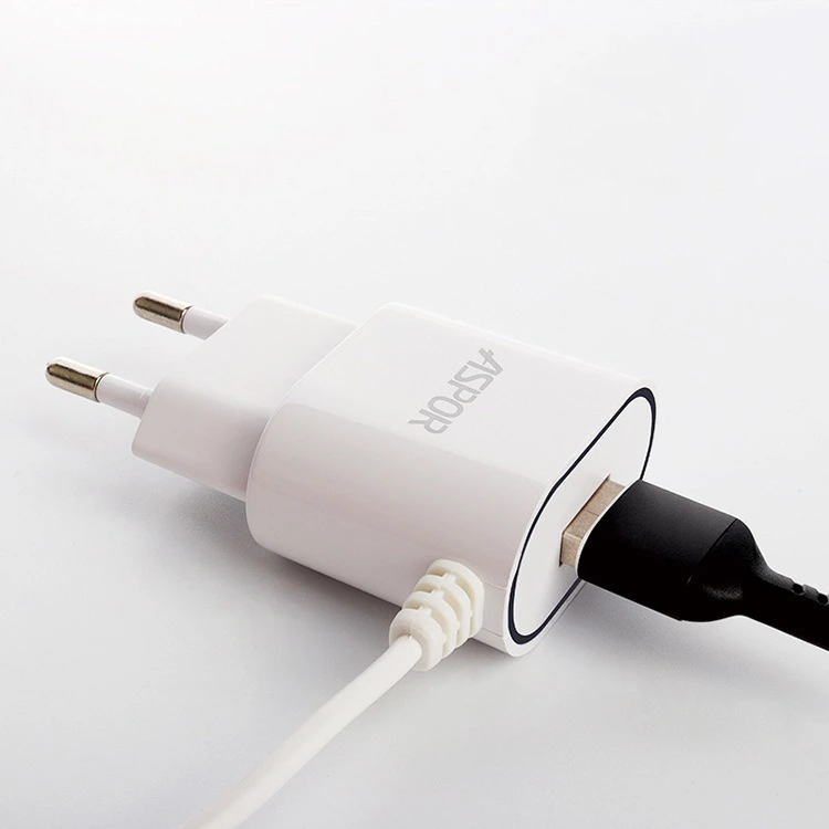 Мережевий зарядний пристрій Aspor A802 (1USB/1A) LED + USB кабель Type-C- білий