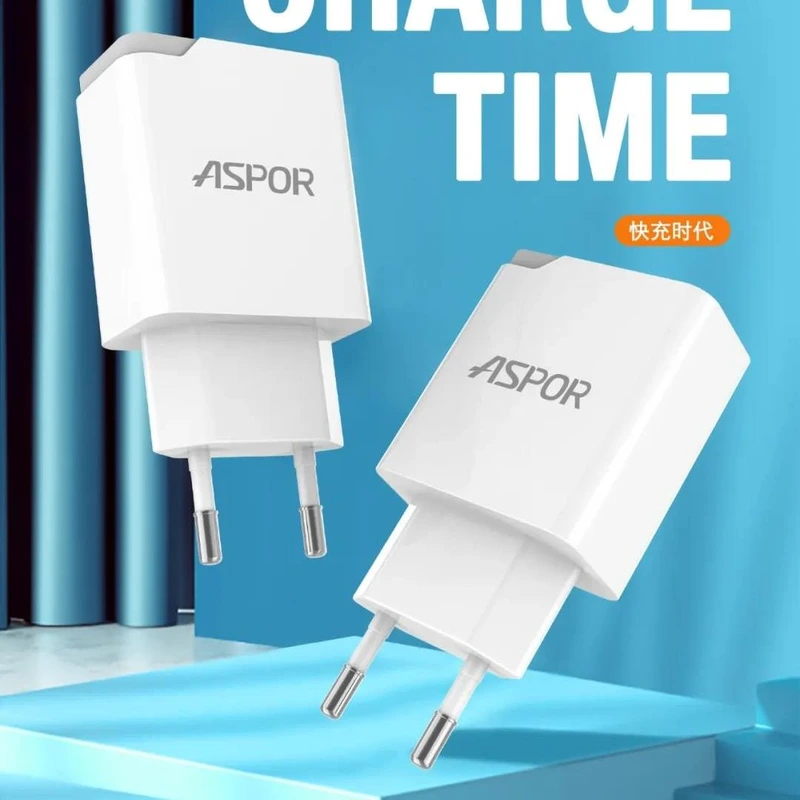 Мережевий зарядний пристрій Aspor A823 2USB/2.4A + USB кабель Lightning- білий