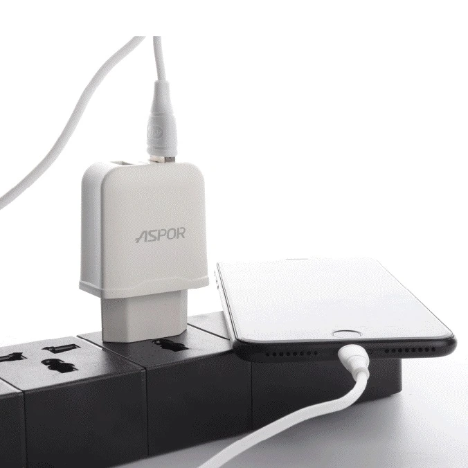 Мережевий зарядний пристрій Aspor A829 2USB/2.4A- білий