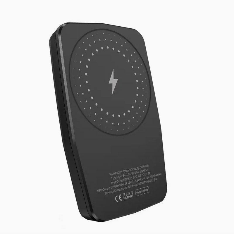 Портативний зарядний пристрій (Повербанк) Aspor A303 Magnetic Wireless 5000mAh (USB/Type-C/15W)- чорний