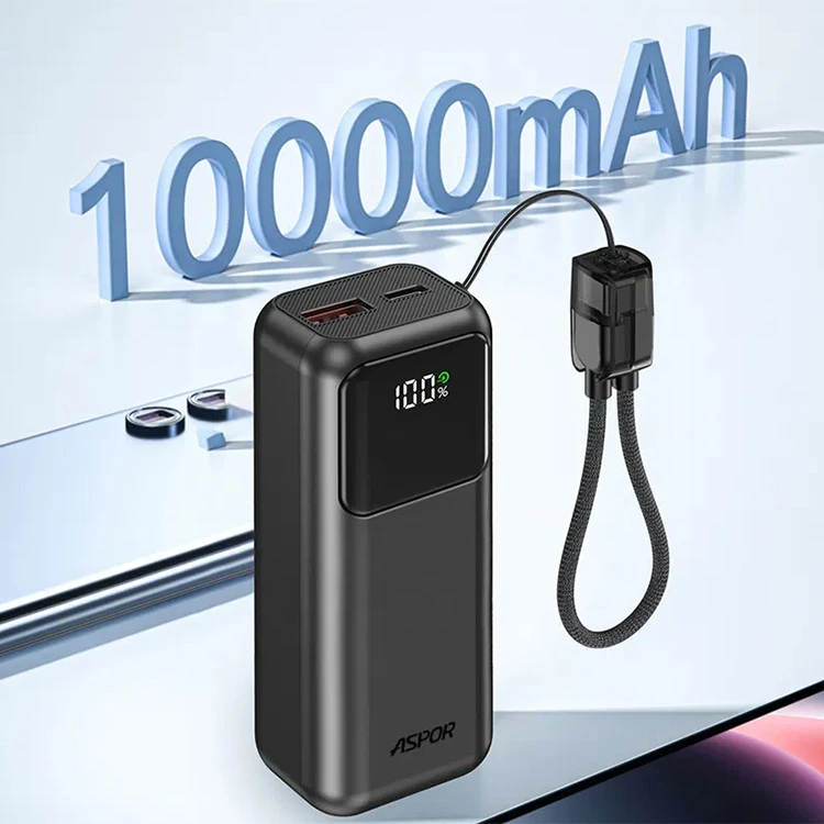 Портативний зарядний пристрій (Повербанк) Aspor Mini A353 10000mAh Fast Charge (USB/Type-C/22.5W)- чорний