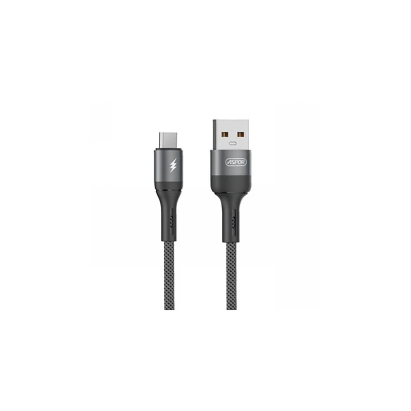 USB кабель Aspor AC-51 Micro Nylon Braided Fast Charge 5A/1м- темно-сірий