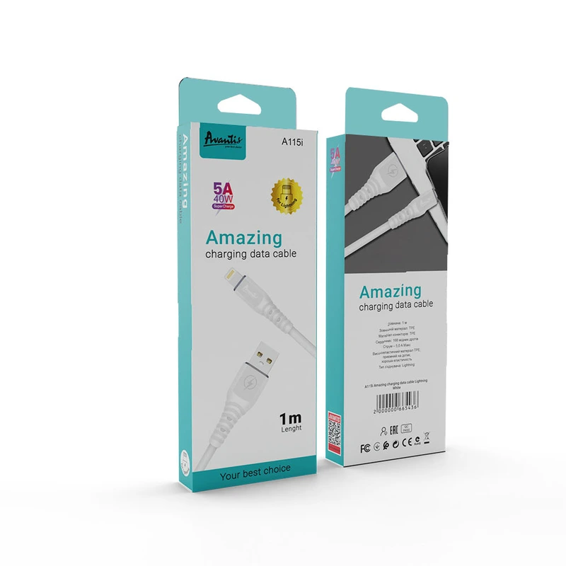 Кабель Avantis A115i Amazing USB – Lightning- білий