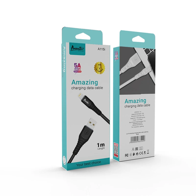 Кабель Avantis A115i Amazing USB – Lightning- чорний
