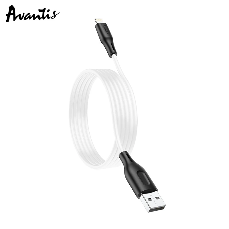 Кабель Avantis AC-87i Silicone USB – Lightning- чорно-білий