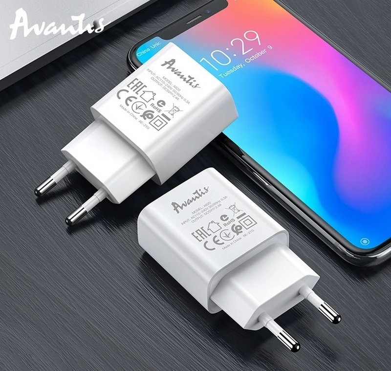 Мережевий зарядний пристрій Avantis A820 (1USB/2.4A)- білий