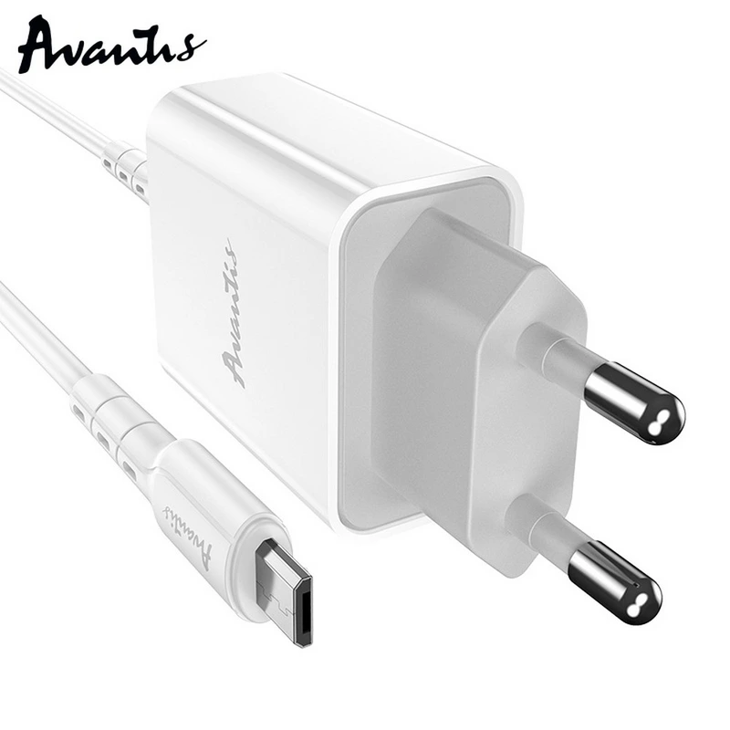 Мережевий зарядний пристрій Avantis A825 (1USB/2.1A) + USB кабель Micro- білий
