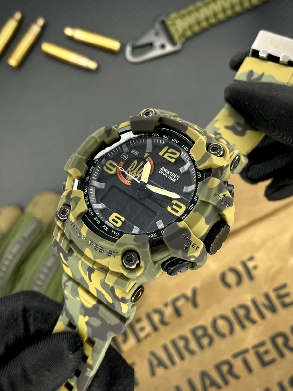 Годинник наручний Awarder 002 Тризуб золото Army Green
