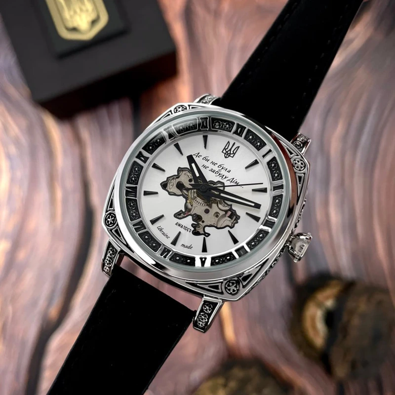 Годинник наручний Awarder 021-3D Де би не була Silver-White-Black Leather