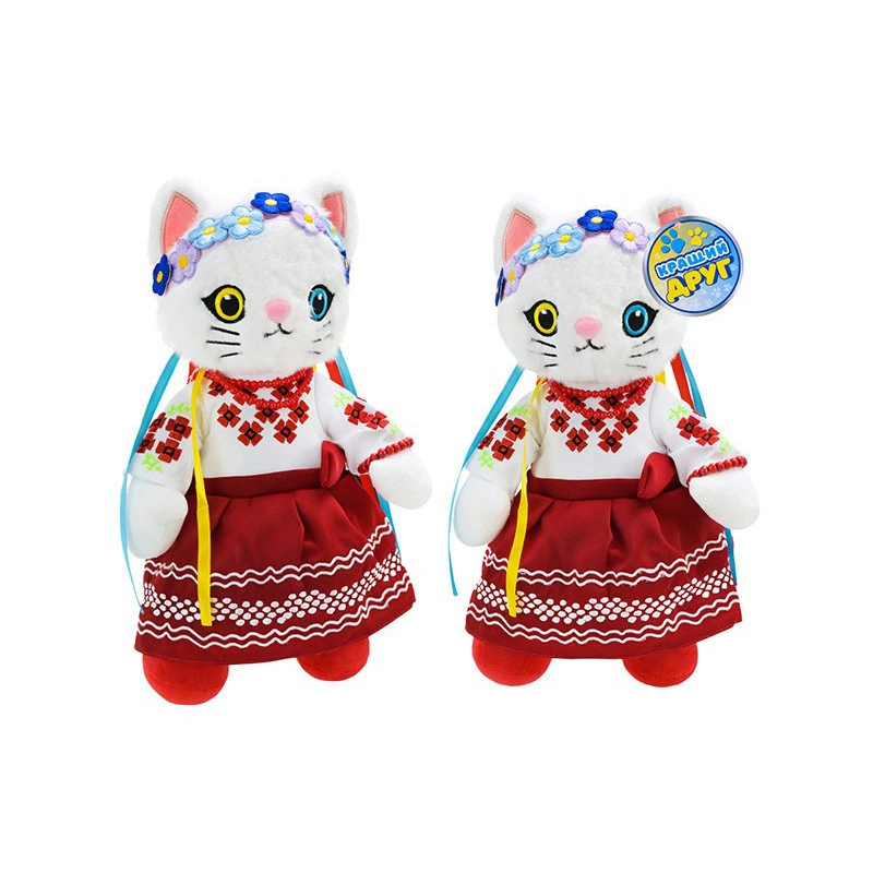 Дитяча м'яка іграшка "Кішка україночка" PL8242ua традиційна сукня, 31 см