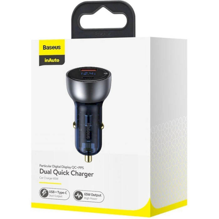 Автомобільний зарядний пристрій Baseus Particular Digital Display QC+PPS Dual Quick Charger Car Charger 65W Shallow tarnish