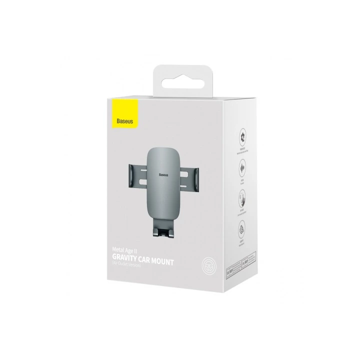 Автотримач для телефона Baseus Metal AgeⅡ Gravity Car Mount（Air Outlet Version）Dark Grey