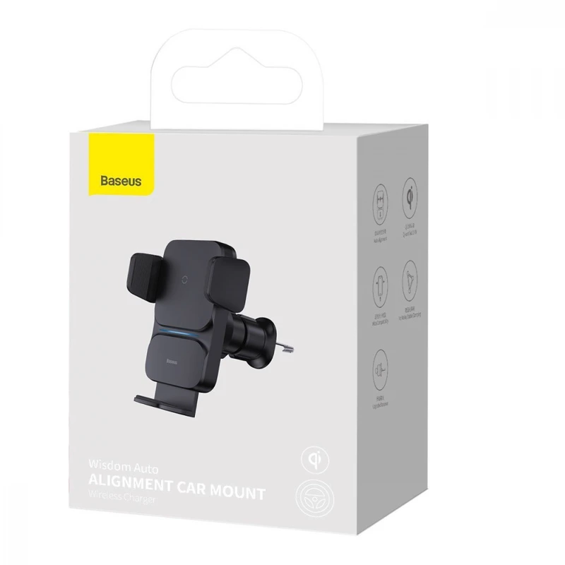 Автотримач для телефона з БЗП Baseus Wisdom Auto Alignment 15W Black