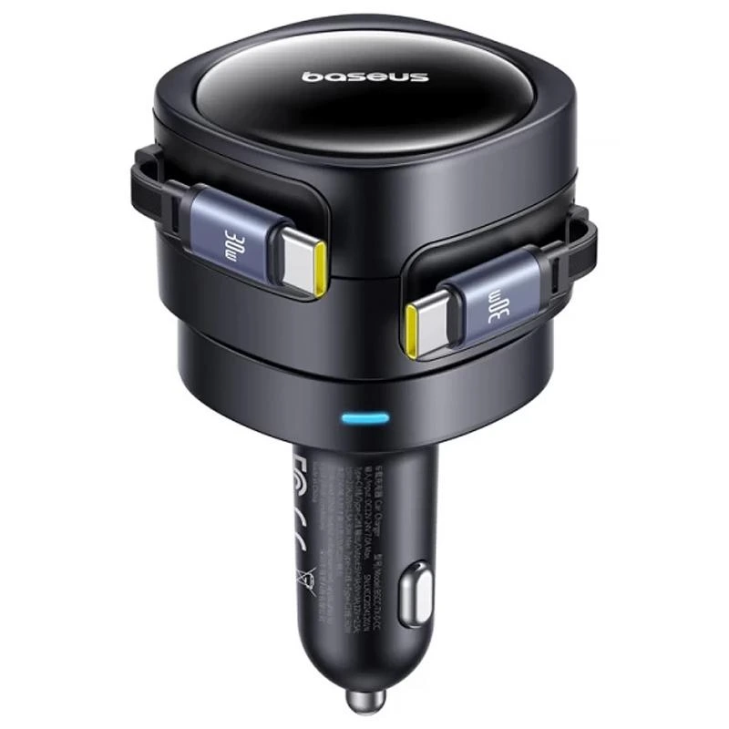 АЗП Baseus Enjoyment Max PD60W with retractable cable (2USB-C) (C00035507121) Cosmic Black