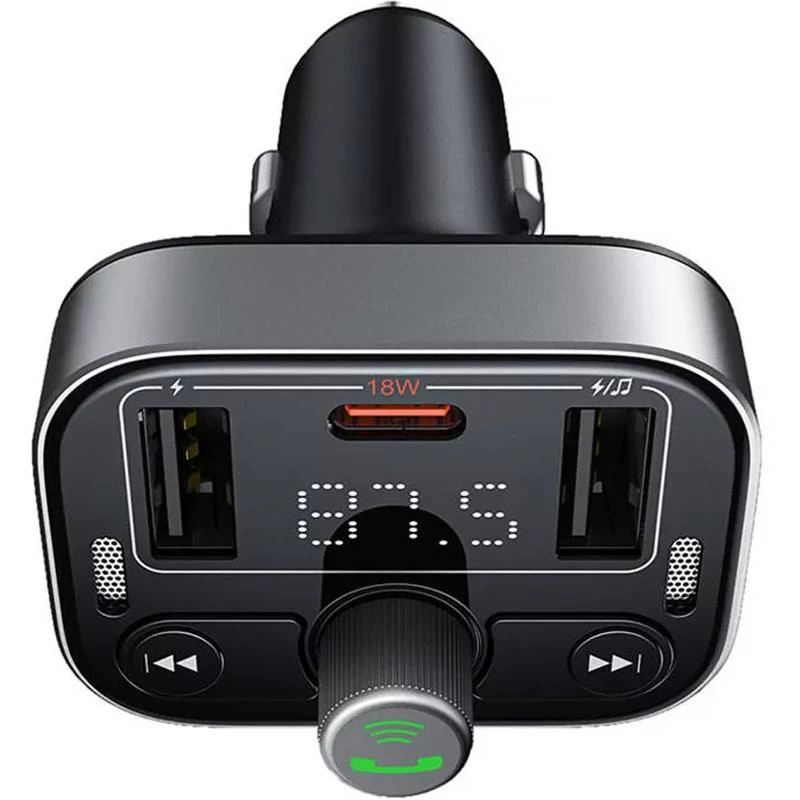АЗП FM модулятор Baseus S-09 Pro Series 18W (2USB-A/1C) (C10762200113) Cluster Black