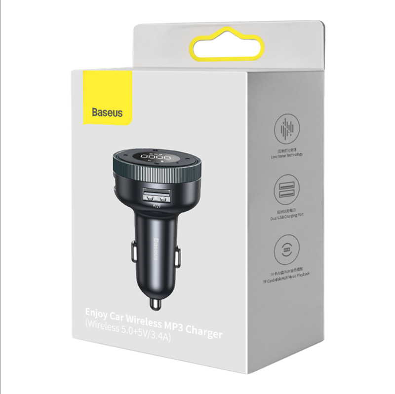 АЗП з FM-модулятором Baseus Enjoy Car Wireless MP3 Charger (Wireless 5.0+5V/3.4A) Black