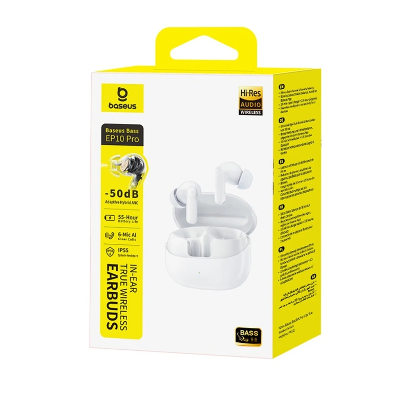 Бездротові навушники TWS Baseus Bass EP10 Pro In-Ear True Wireless Earbuds Moon White