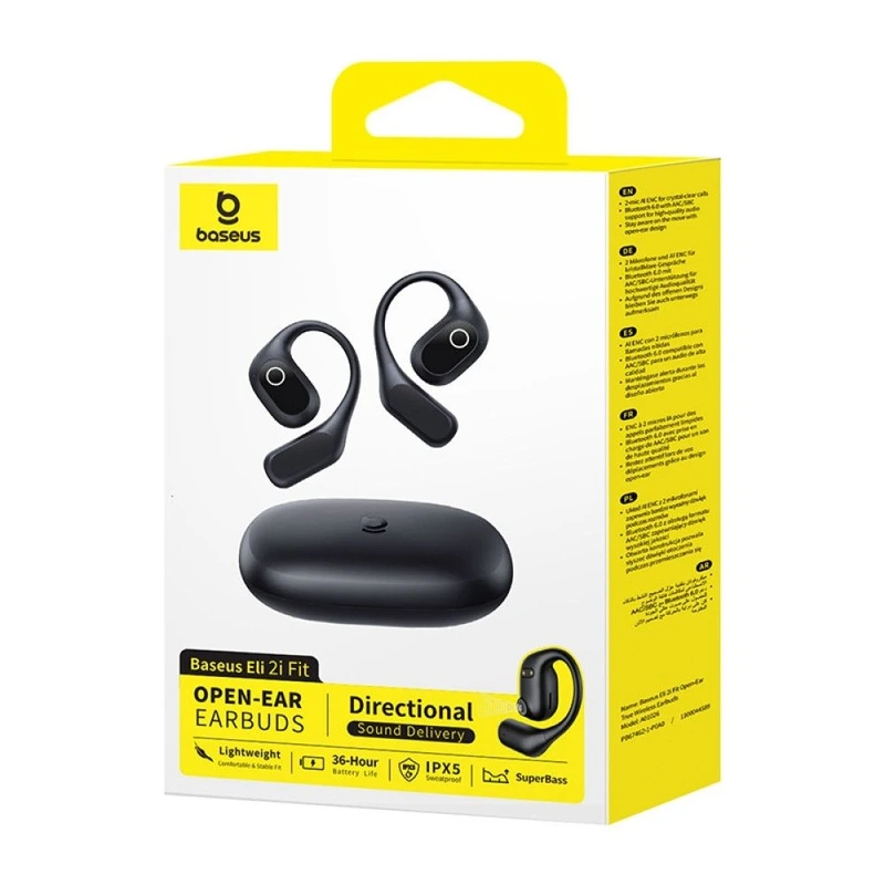 Бездротові навушники TWS Baseus Eli 2i Fit Open-Ear,ENC, IPX5, Cosmic Black