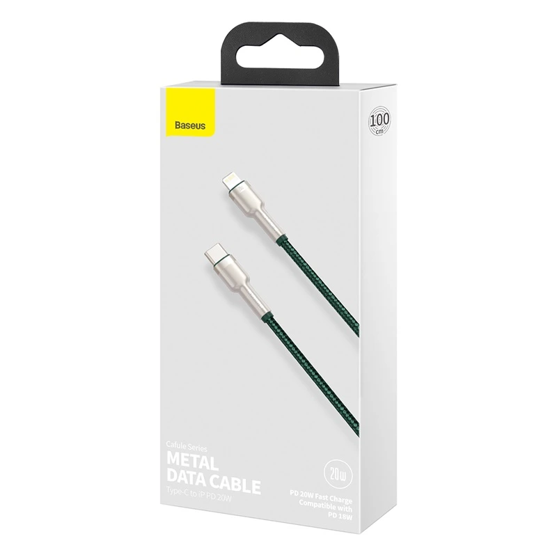 Кабель Baseus Cafule Series Metal Data Cable Type-C to iP PD 20W 1m Green