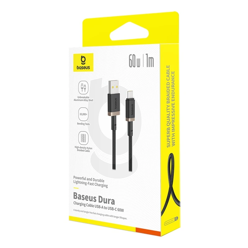 Кабель Baseus Dura Series Fast Charging Cable USB to Type-C 60W 1m Gold+Black