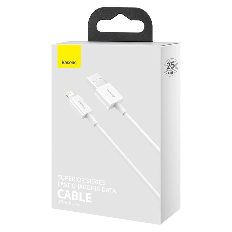 Кабель Baseus Superior Series Fast Charging Data Cable USB to iP 2.4A 0.25m White