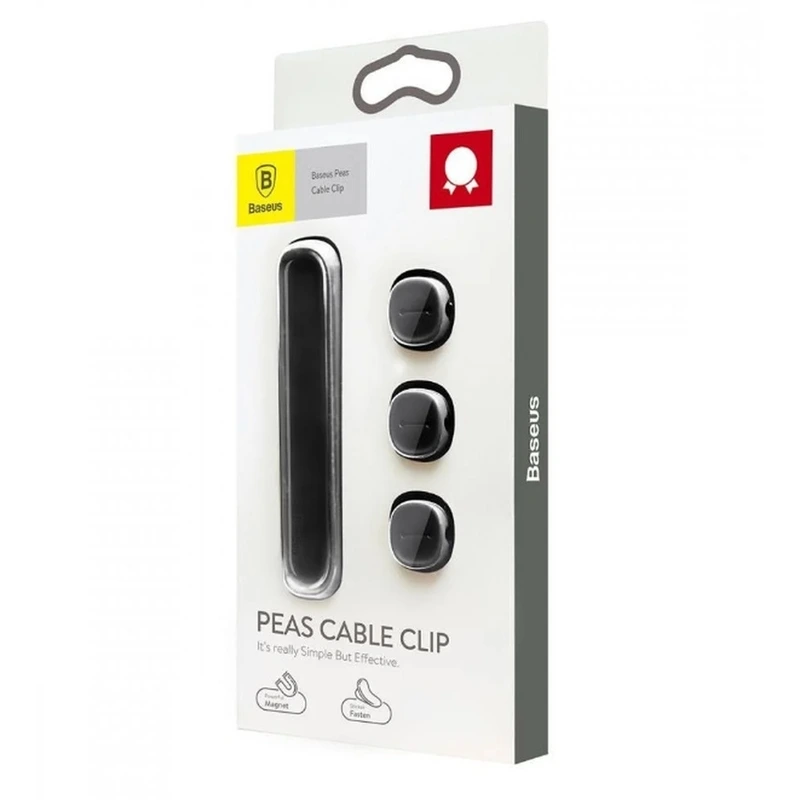 Тримач-затискач для кабелю магнітний Baseus Peas Cable Clip Black