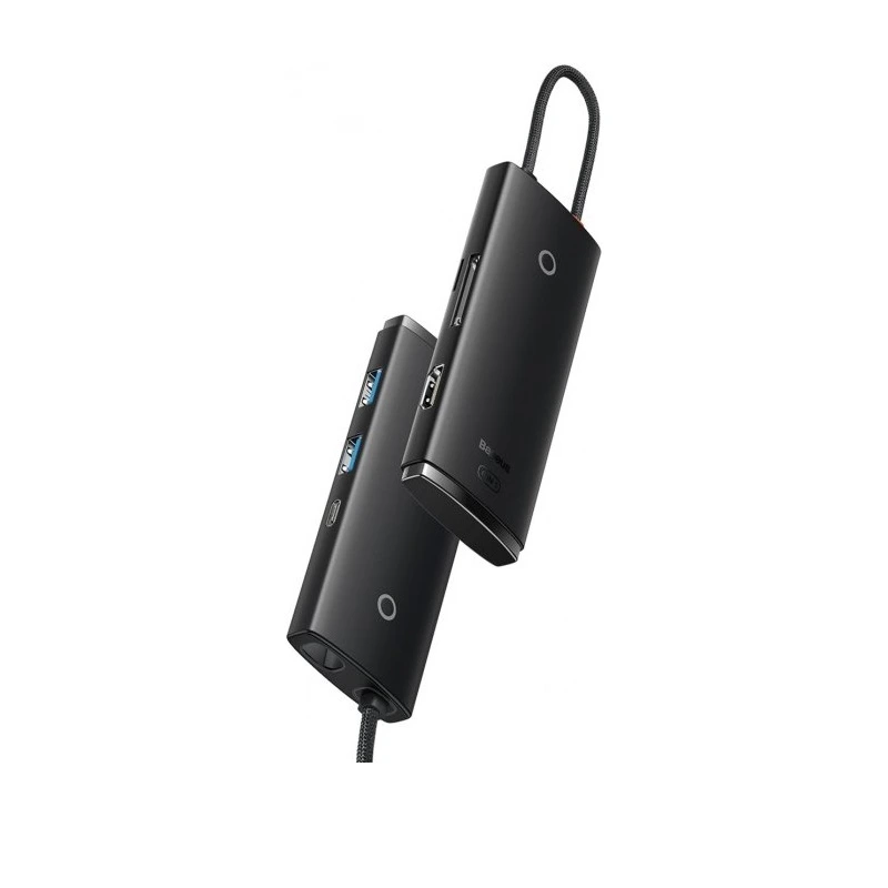 USB-хаб Baseus Lite Series 6-Port Type-C HUB Docking Station (Type-C to HDMI+USB3.0*2+Type-C Data+SD/TF) Black
