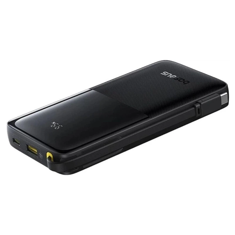 Зовнішній акумулятор Baseus Bipow 2 Digital Display Power Bank With Built-in USB-C Cable 10000mah 20W Cluster Black