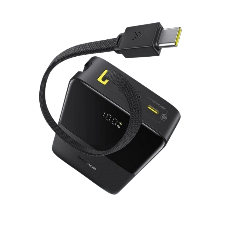 Зовнішній акумулятор Baseus EnerFill FC51 Bipow 2 Pro Digital Display Power Bank with Built-in Cable 20000mAh 22.5W Cosmic Black