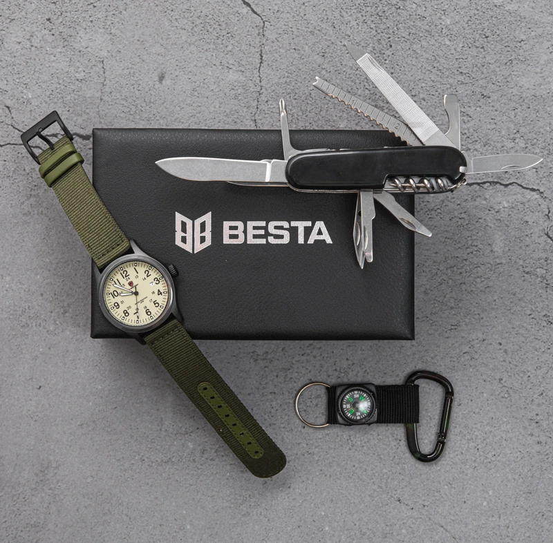 Чоловічий тактичний годинник Besta Box Command Set набір з компасом