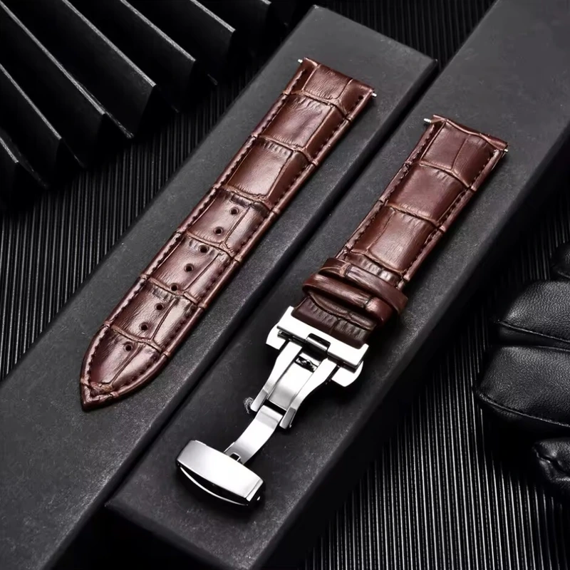 Ремінець шкіряний коричневий DeLuxe кліпсовий розмір 20