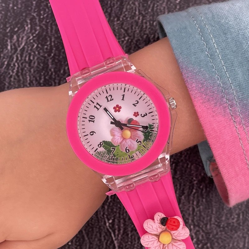 Дитячий годинник Better 005 Flowers Pink-White