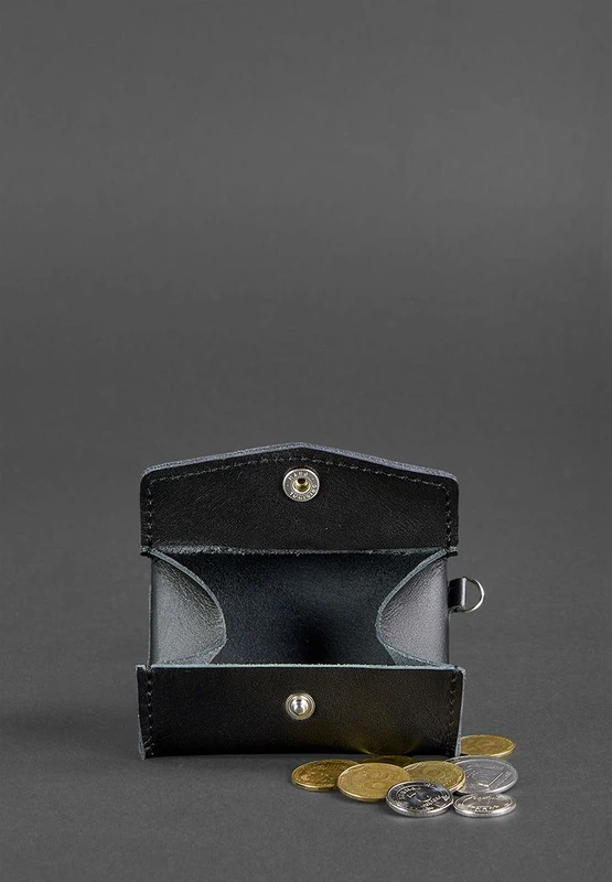 Шкіряна монетниця з клапаном 1.0 чорна
