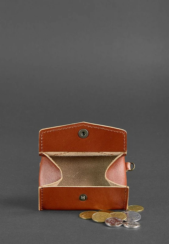 Шкіряна монетниця з клапаном 1.0 світло-коричнева