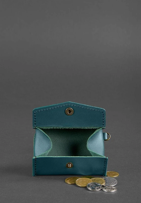 Жіноча шкіряна монетниця з клапаном 1.0 зелена