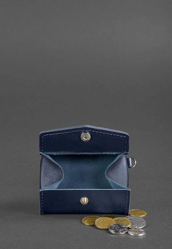 Шкіряна монетниця з клапаном 1.0 темно-синя