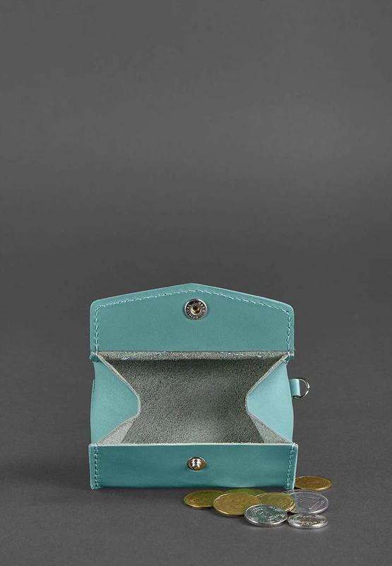 Жіноча шкіряна монетниця з клапаном 1.0 бірюзова