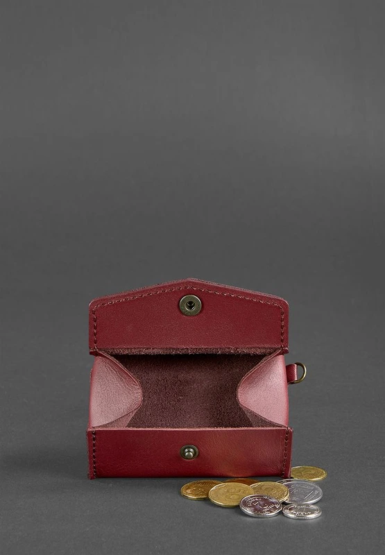 Жіноча шкіряна монетниця з клапаном 1.0 бордова