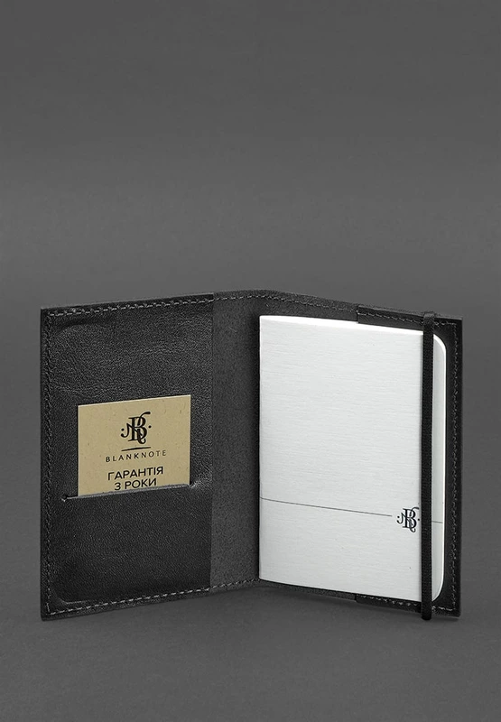 Шкіряна обкладинка для паспорта 1.0 чорна краст