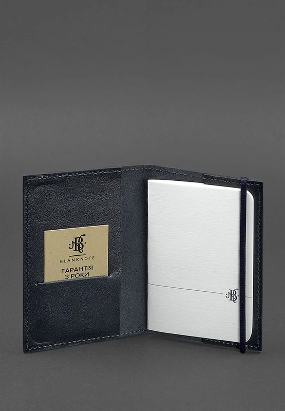 Шкіряна обкладинка для паспорта 1.0 темно-синя краст